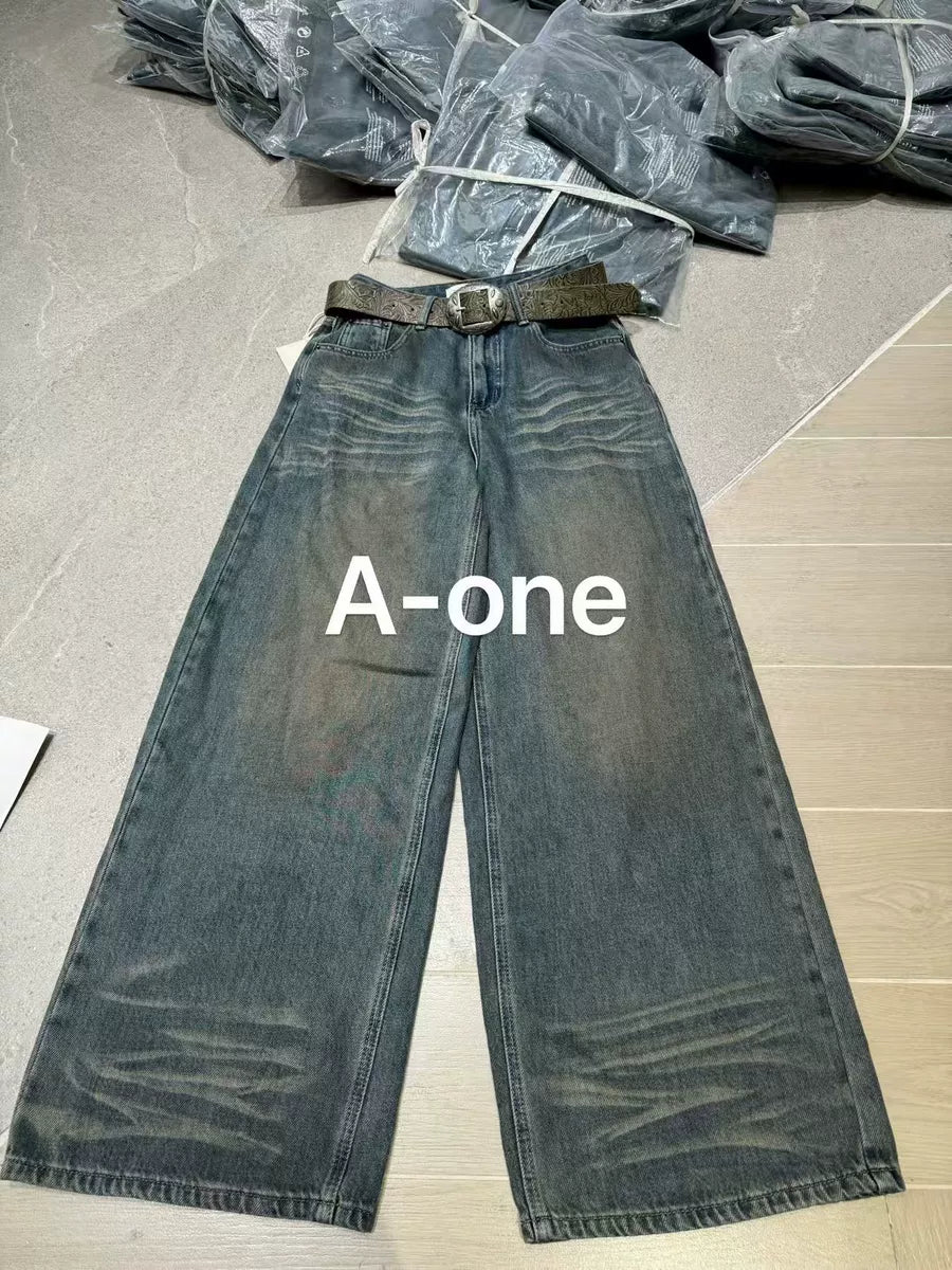Women's Oxidized Washed Relaxed Retro Straight Pants Wide-Leg for Office Outfits Business Casual Work Travel Comfort Weekend