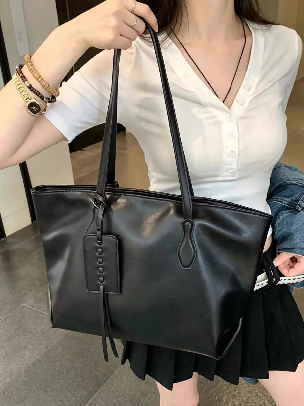 Women's Large-capacity Commuter Office Korean-style Workwear Tote Bag Shoulder Crossbody Purse Work Travel Everyday Purse
