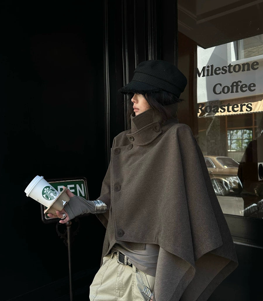 Women's Mandarin Collar Oversized Cropped Winter Coat for Fall Layering Travel Office Holiday