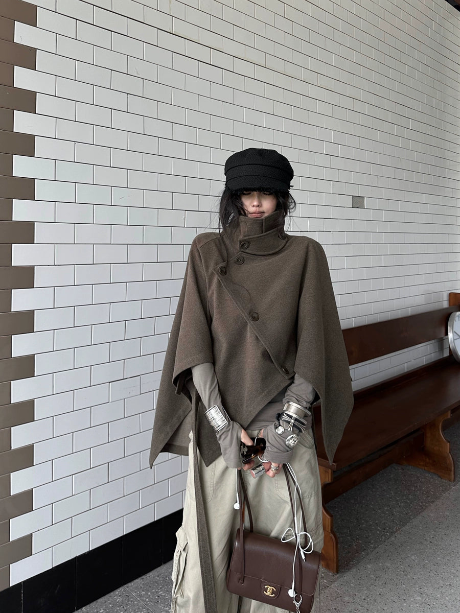 Women's Mandarin Collar Oversized Cropped Winter Coat for Fall Layering Travel Office Holiday