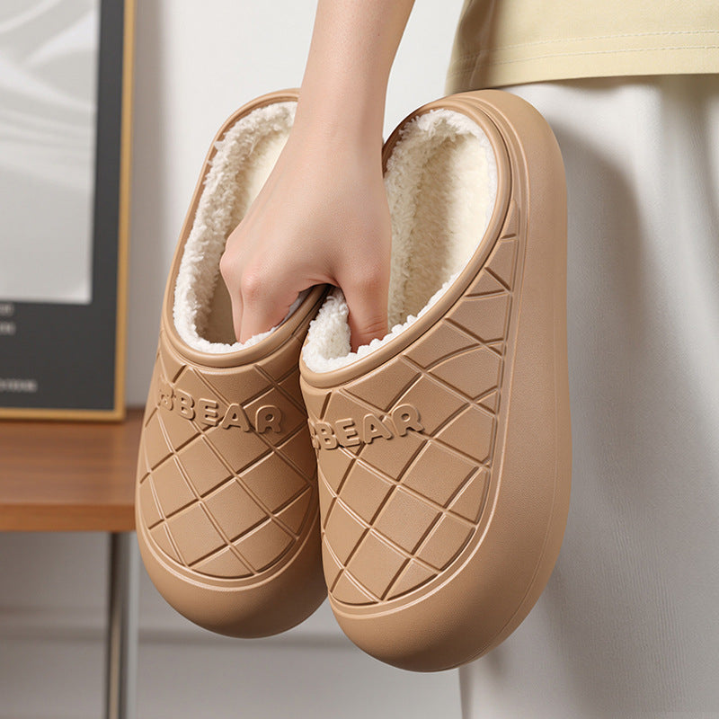 Women's Plush Fleece-lined Casual Slippers Outdoor Mules
