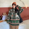 Oversized Round-Neck Christmas Knit Sweater, Thick Long Sleeve Holiday Pullover for Women Winter Parties