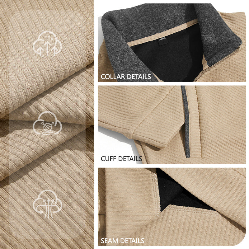 Men's Mandarin Collar Workwear Zip Casual Hoodie Sweatshirt Travel Weekend Everyday