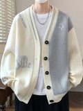Men's V-Neck Fall Winter Oversized Cardigan Relaxed Fit Knit Outerwear for Office Outfits Everyday Work