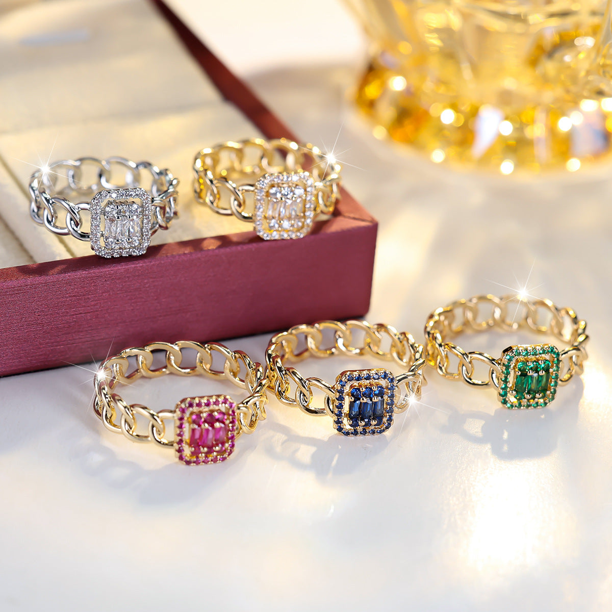 Cubic zirconia cutout jewelry set by Yoshan, detail view 6