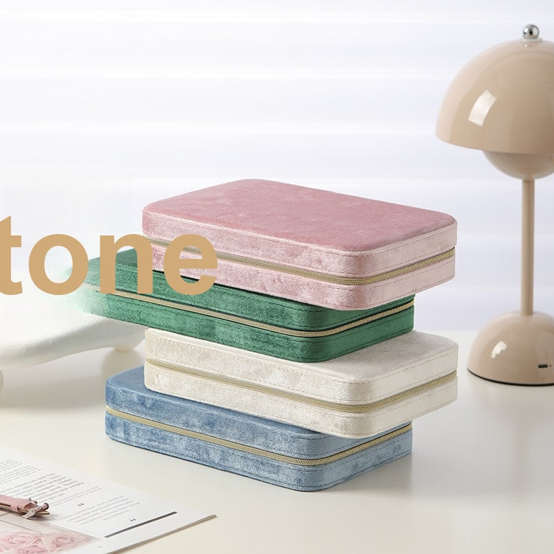 Velvet Jewelry Box Organizer Case Home Gift Display Stand Travel Desktop Mirror Small Earrings