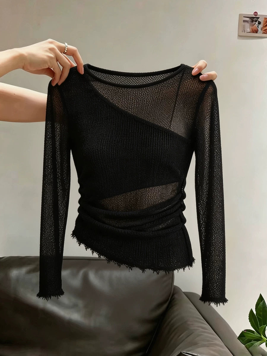 Women's Lace Slim-fit Long Sleeve Sweater Knit Pullover Top for Fall Winter Spring Travel Office Slimming Everyday Date Night