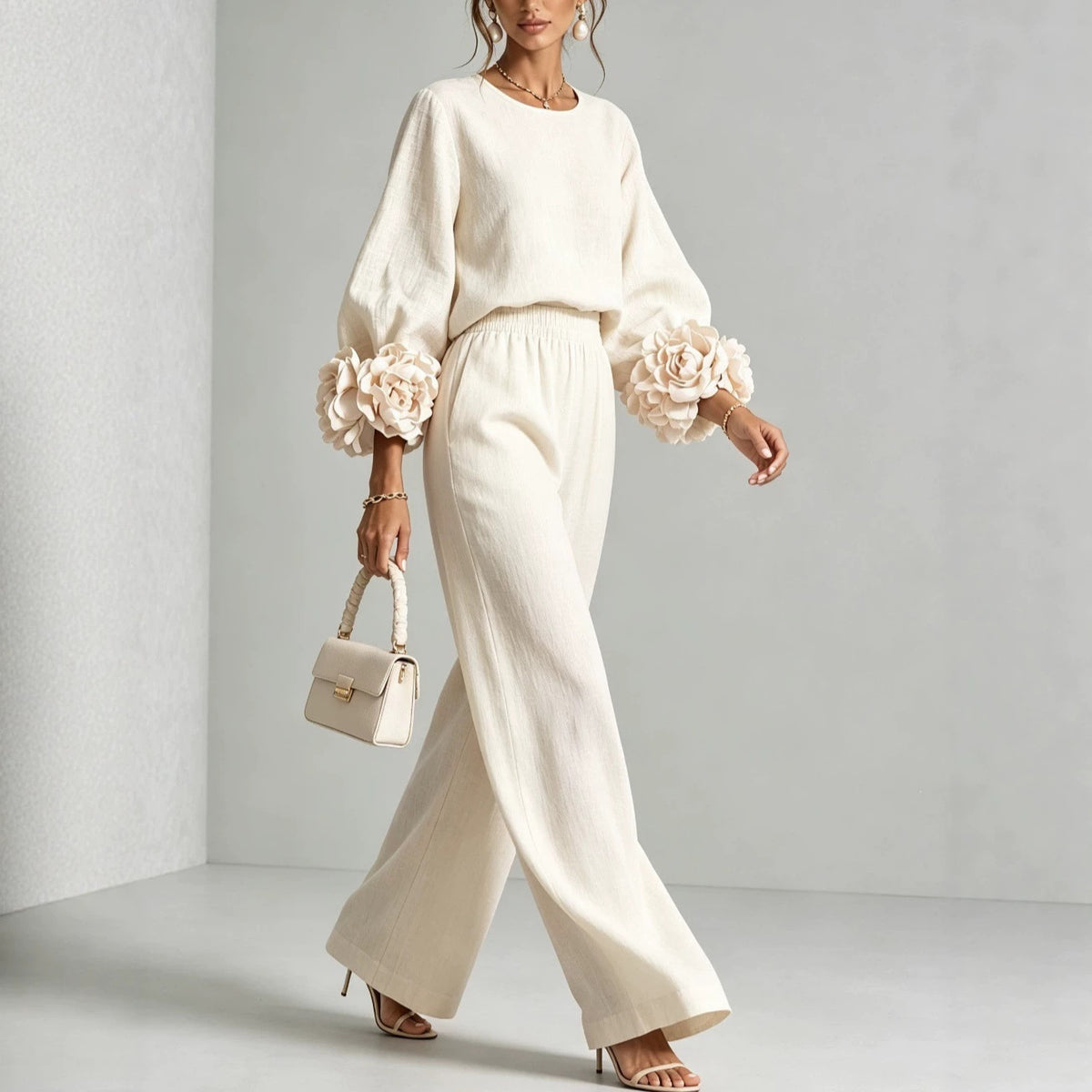 Women's Workwear Casual Wide-Leg Pants Fashion Outfit