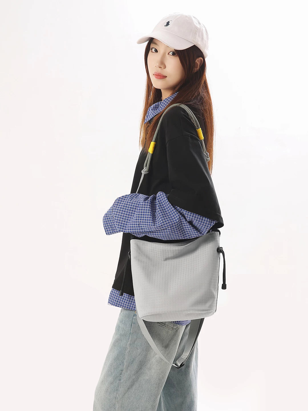 Women's Large-Capacity Casual Bucket Bag Drawstring Shoulder Purse Hobo for Everyday Use Travel Work Office School