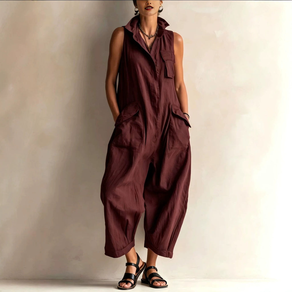 Women's Cotton Jumpsuit Sleeveless Overall Romper