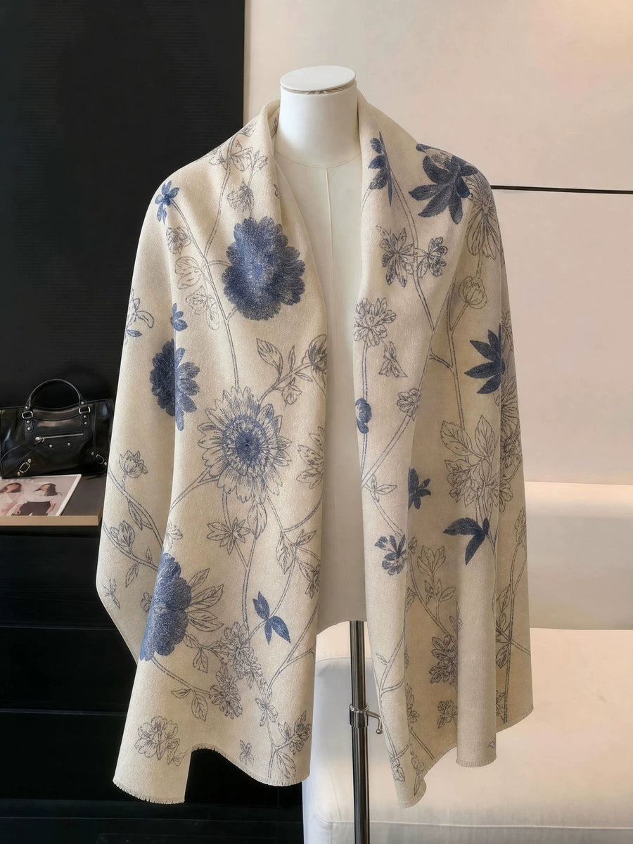 Women's Quiet-Luxury Retro Knit Shawl for Office and Travel Evening Gift Everyday Wear Holiday Gift