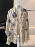 Women's Quiet-Luxury Retro Knit Shawl for Office and Travel Evening Gift Everyday Wear Holiday Gift