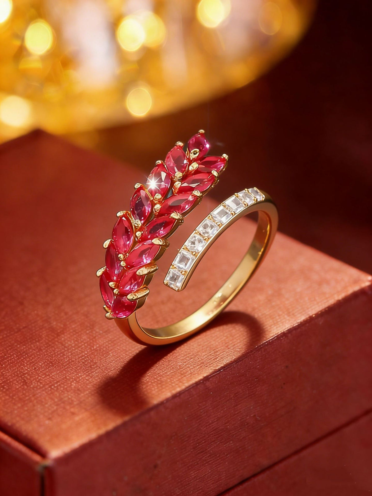 Red cubic zirconia jewelry set by Yoshan