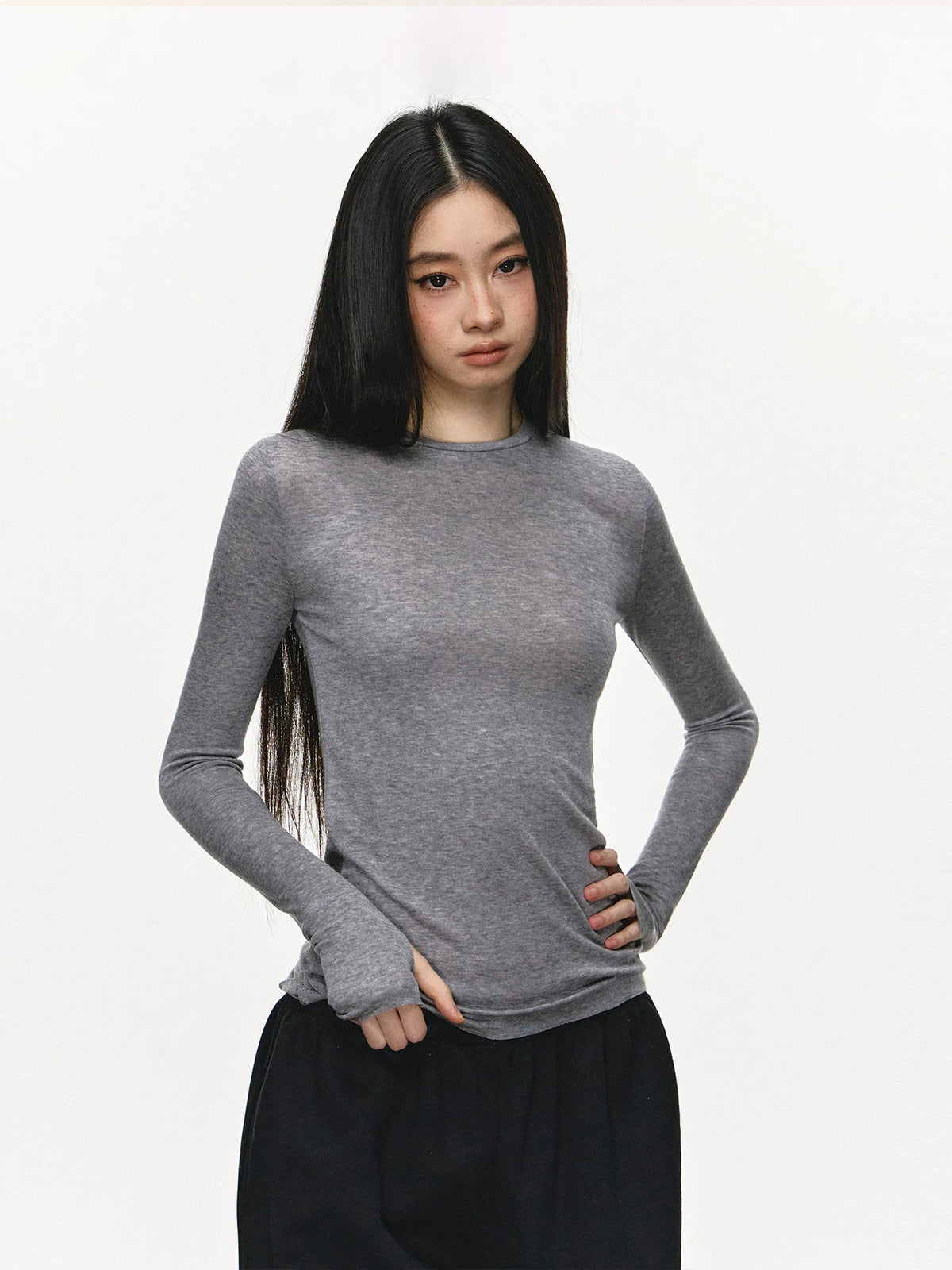 Women's Wool Slim-fit Long Sleeve Top Fashion Blouse Shirt for Office Outfits Business Casual Streetwear Slimming Weekend Everyday