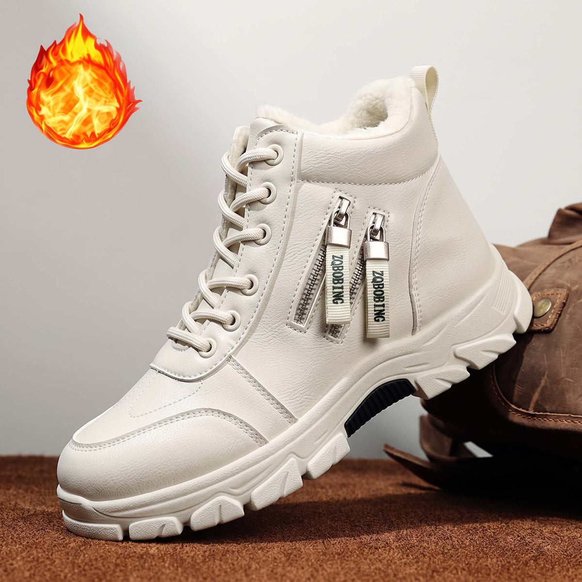 Men's Fleece-Lined Plus Size Winter Snow Boots Ankle Fall Walking Everyday Booties