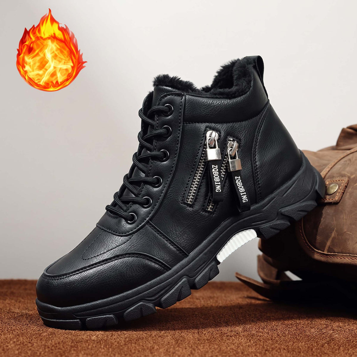 Men's Fleece-Lined Plus Size Winter Snow Boots Ankle Fall Walking Everyday Booties