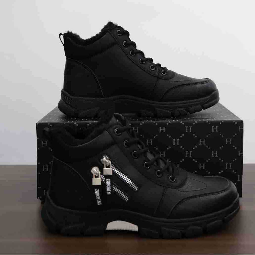 Men's Fleece-Lined Plus Size Winter Snow Boots Ankle Fall Walking Everyday Booties