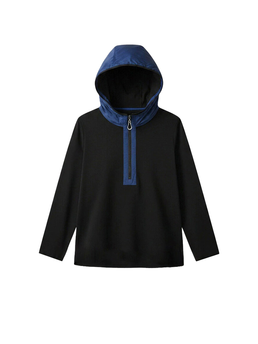Women's Half-zip Plus Size Oversized Slim-fit Color-block Korean-style Casual Hoodie Sweatshirt for Layering in Spring Streetwear Fall Slimming Travel