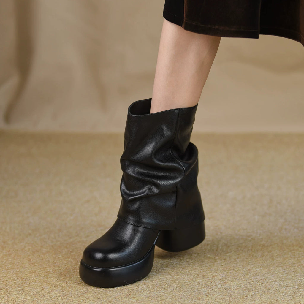 Women's Fall Winter Chunky Sole Platform Block Heel High Heel Tall Riding Boots for Office and Weekend Streetwear Everyday Wear Date Night