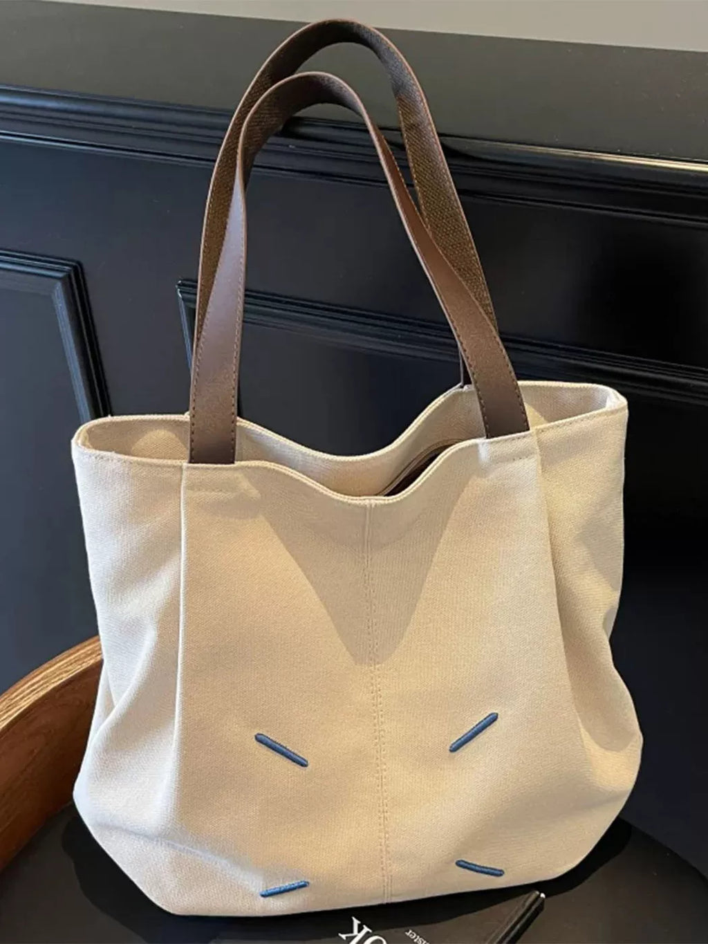 Large-Capacity Canvas Office Workwear Casual Market Tote Bag for Work and Travel School Everyday Date Night Holiday Gift