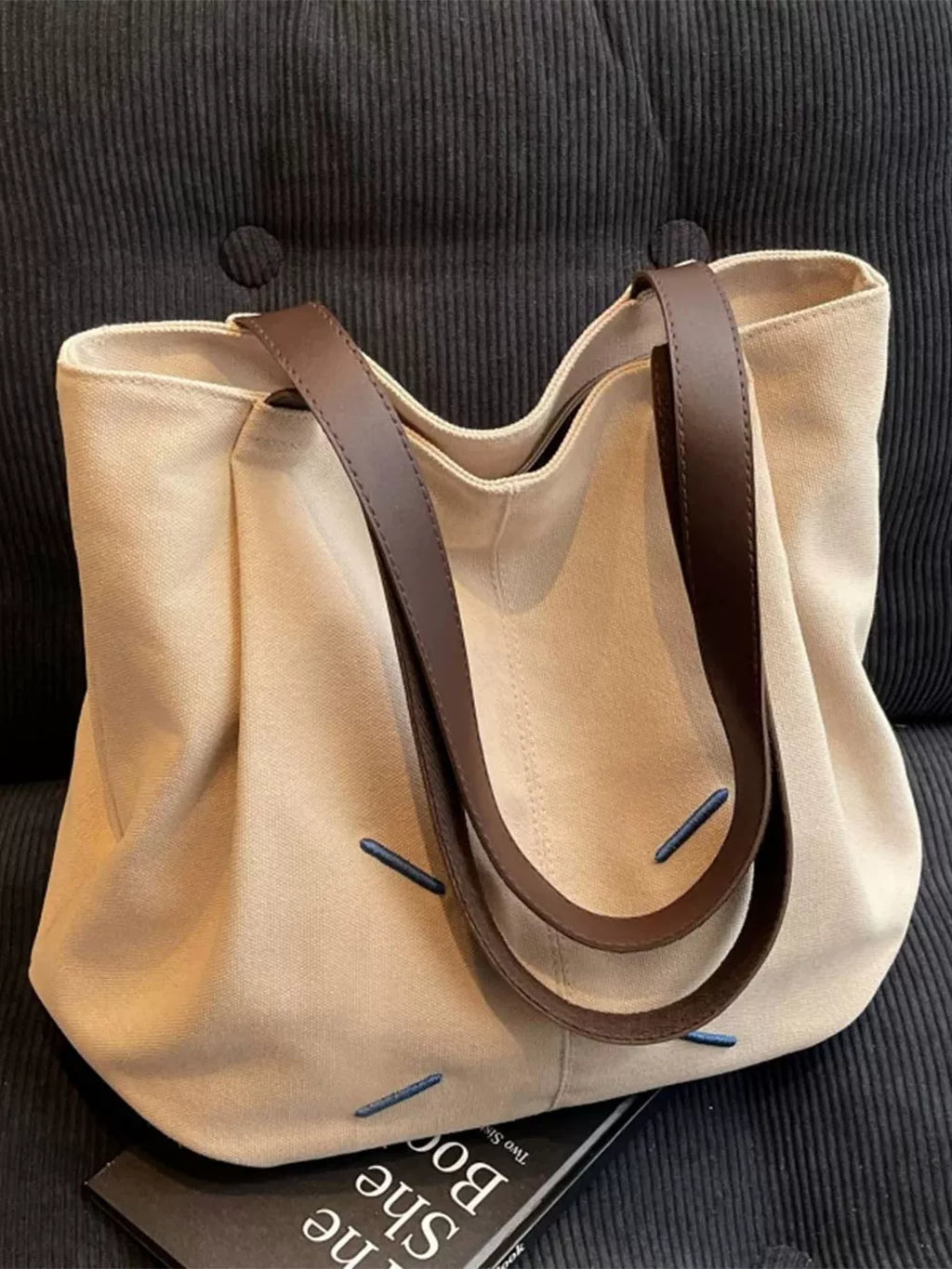 Large-Capacity Canvas Office Workwear Casual Market Tote Bag for Work and Travel School Everyday Date Night Holiday Gift