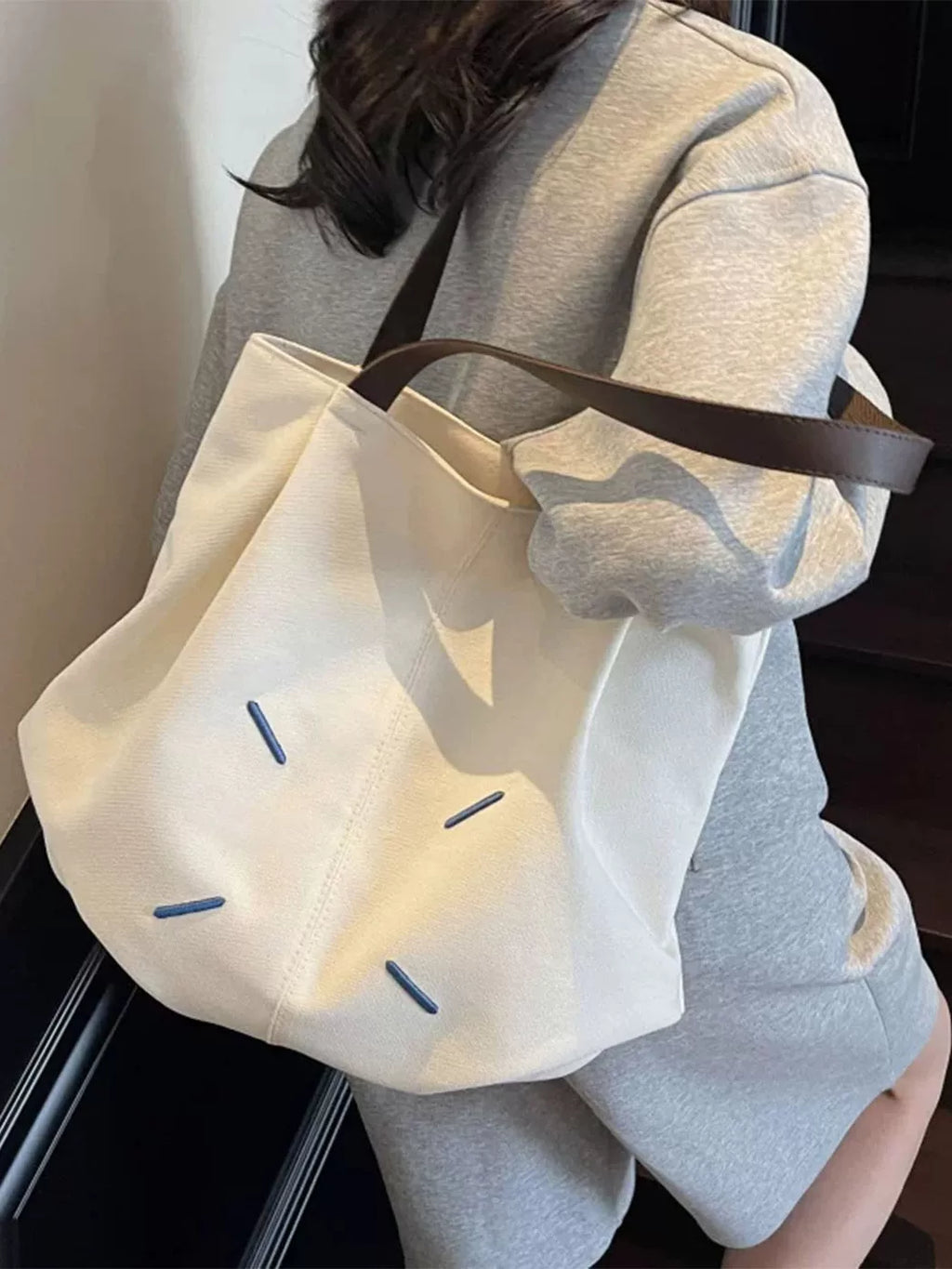 Large-Capacity Canvas Office Workwear Casual Market Tote Bag for Work and Travel School Everyday Date Night Holiday Gift