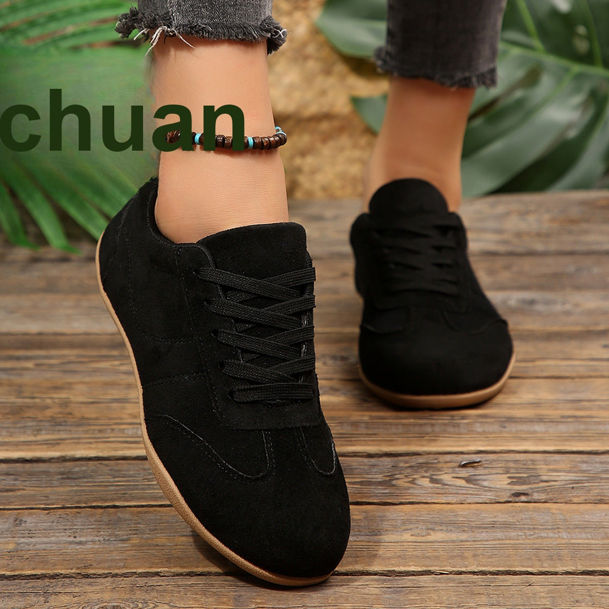 Women's Flat Plus Size Lace-Up Casual Court Sneakers Retro Tennis Shoes Walking Travel