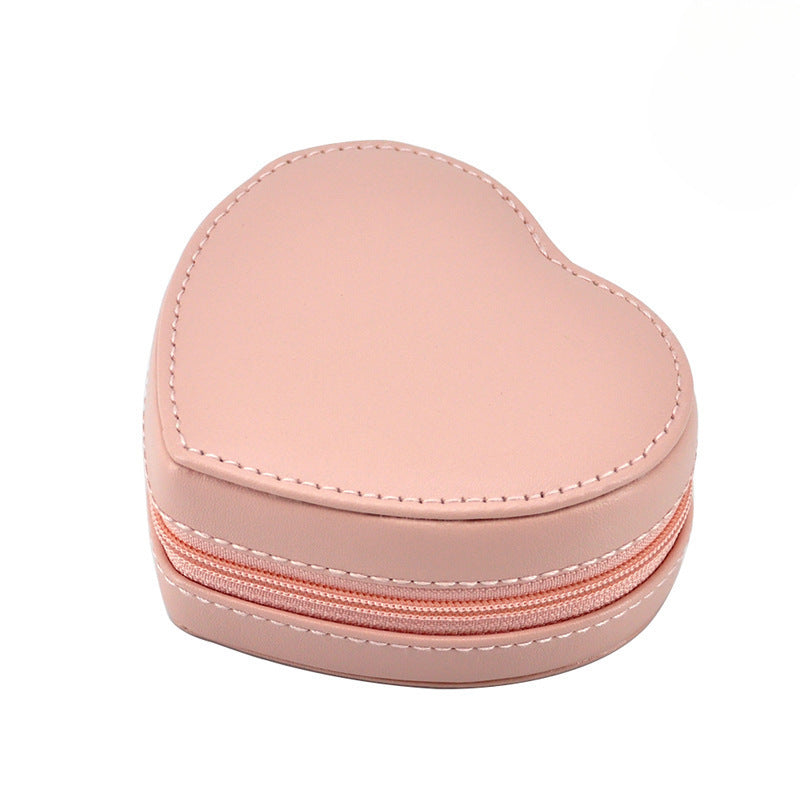 Pink Jewelry Box Organizer Case Display Stand Home Gift Travel Desktop Mirror Small Earrings
