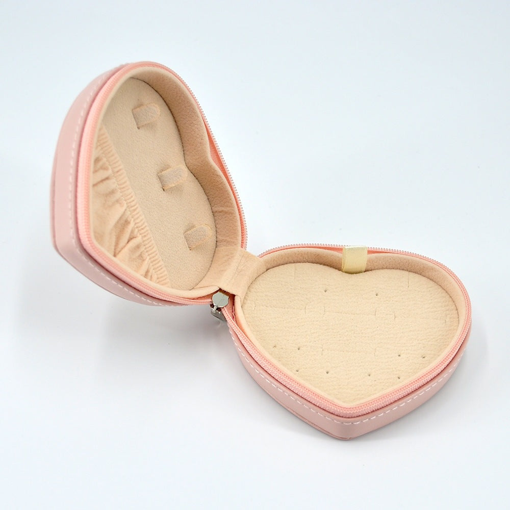 Pink Jewelry Box Organizer Case Display Stand Home Gift Travel Desktop Mirror Small Earrings
