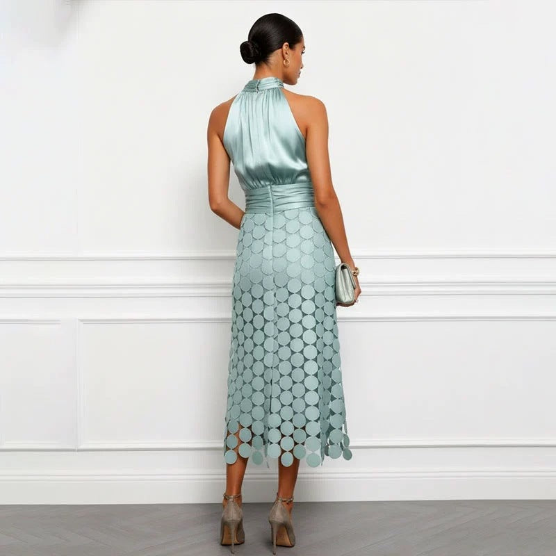 Women's Summer Geometric French-Inspired Dress Party Evening Outfit Casual