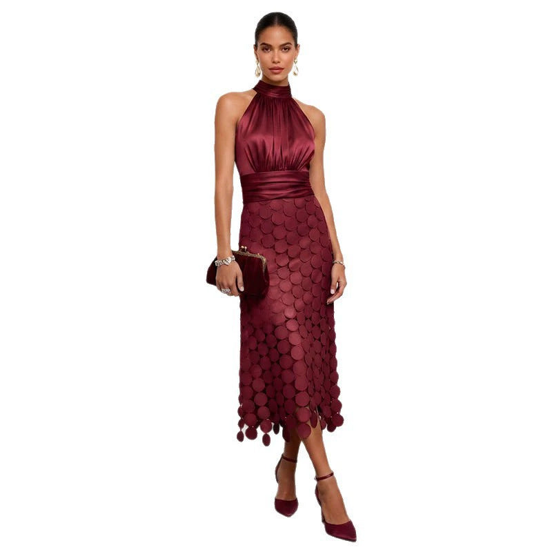 Women's Summer Geometric French-Inspired Dress Party Evening Outfit Casual