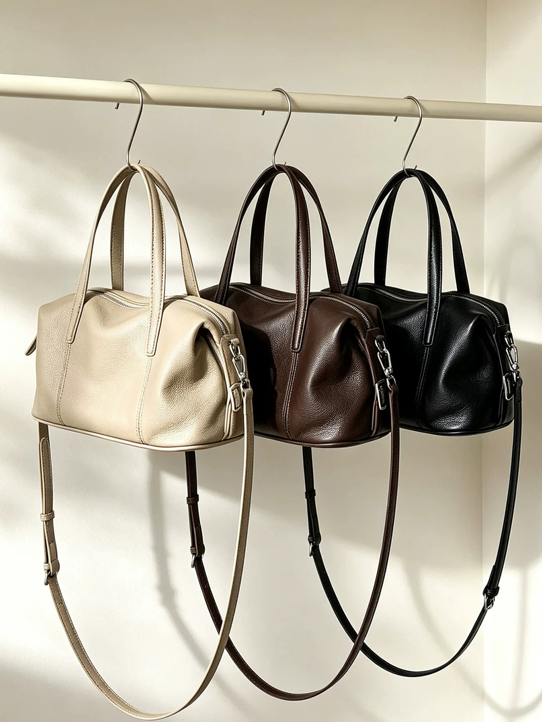 Women's Large-Capacity Office Leather Workwear Boston Bag Hobo for Everyday Use Travel School Weekend