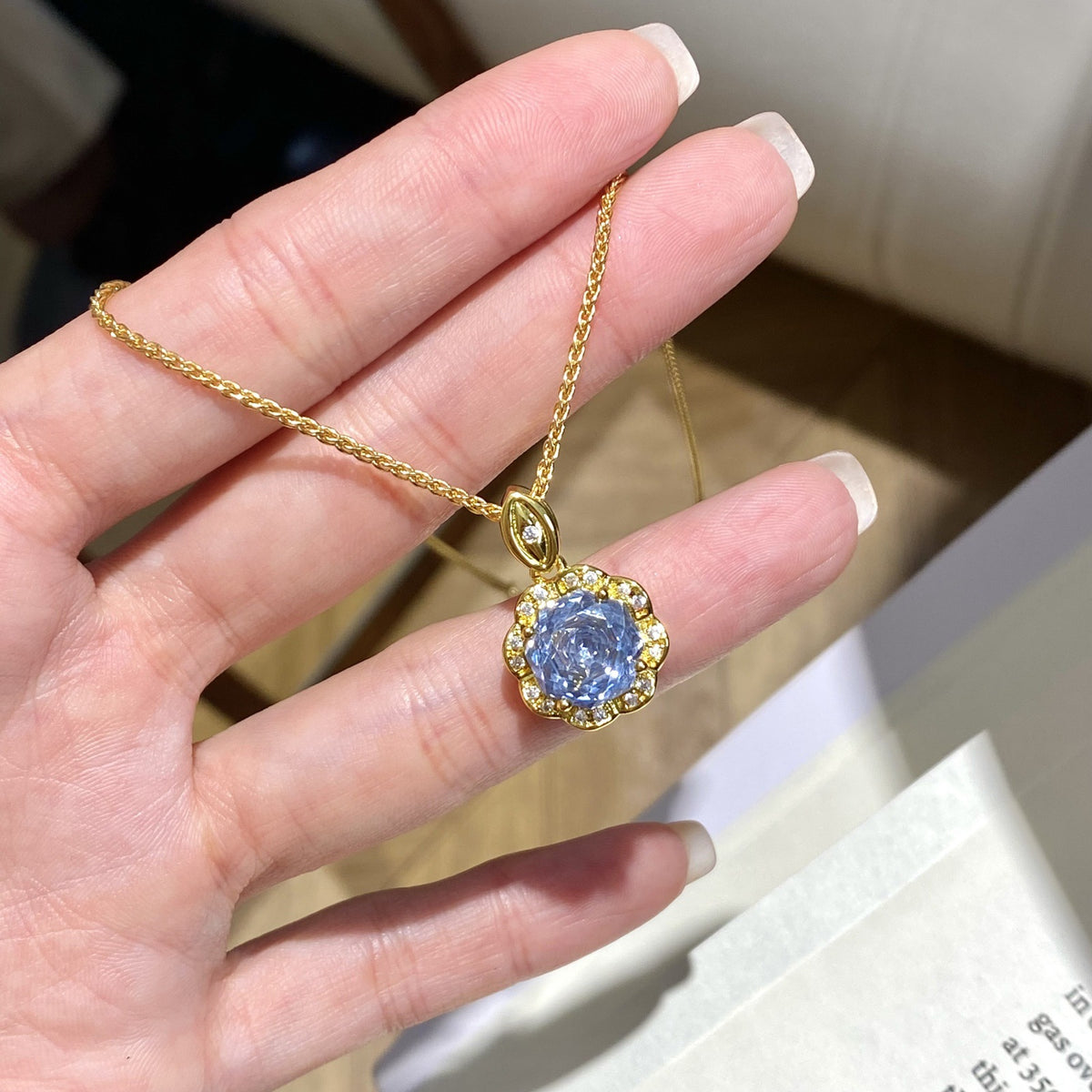 Yellow Gold Blue jewelry set by Yoshan, view 3