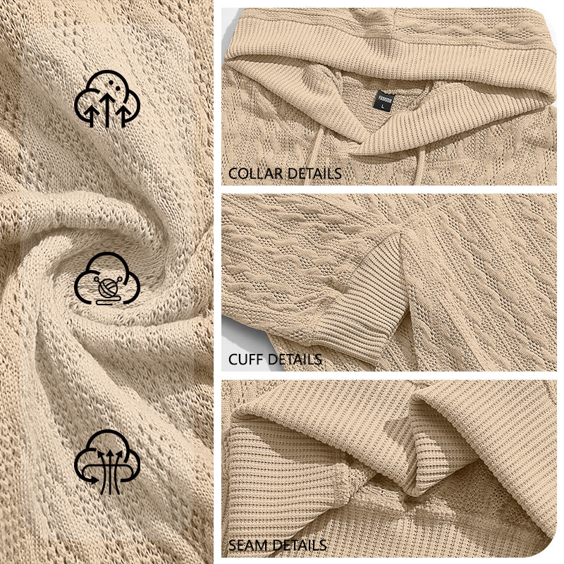 Men's Knit Long Sleeve Hoodie Sweatshirt Pullover Travel Weekend Everyday Fall Winter