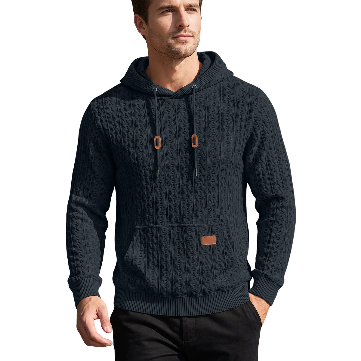 Men's Knit Long Sleeve Hoodie Sweatshirt Pullover Travel Weekend Everyday Fall Winter