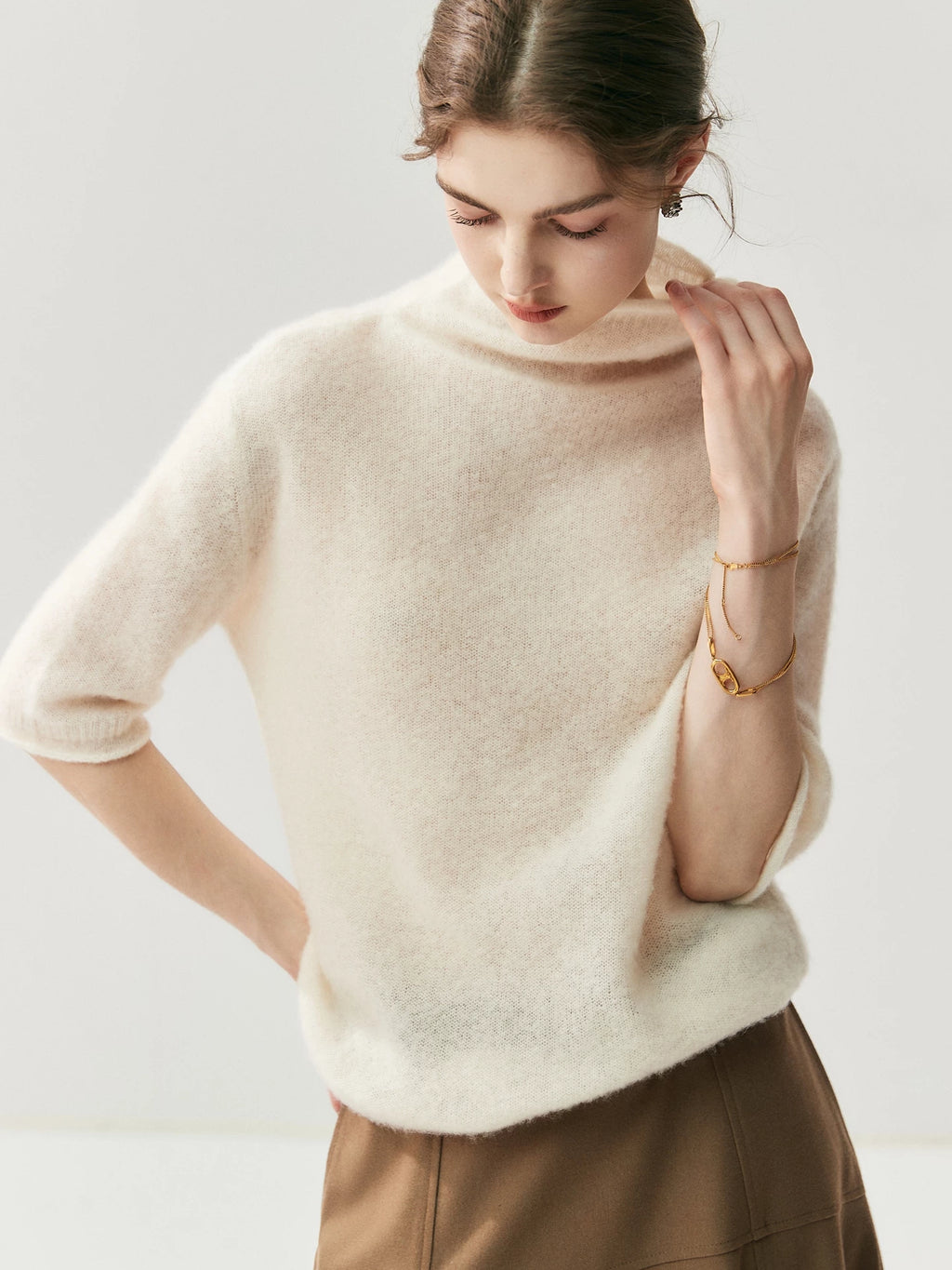 Women's Turtleneck Oversized Cropped Sweater Knit Pullover Top for Fall Winter Spring Travel Office Everyday Date Night