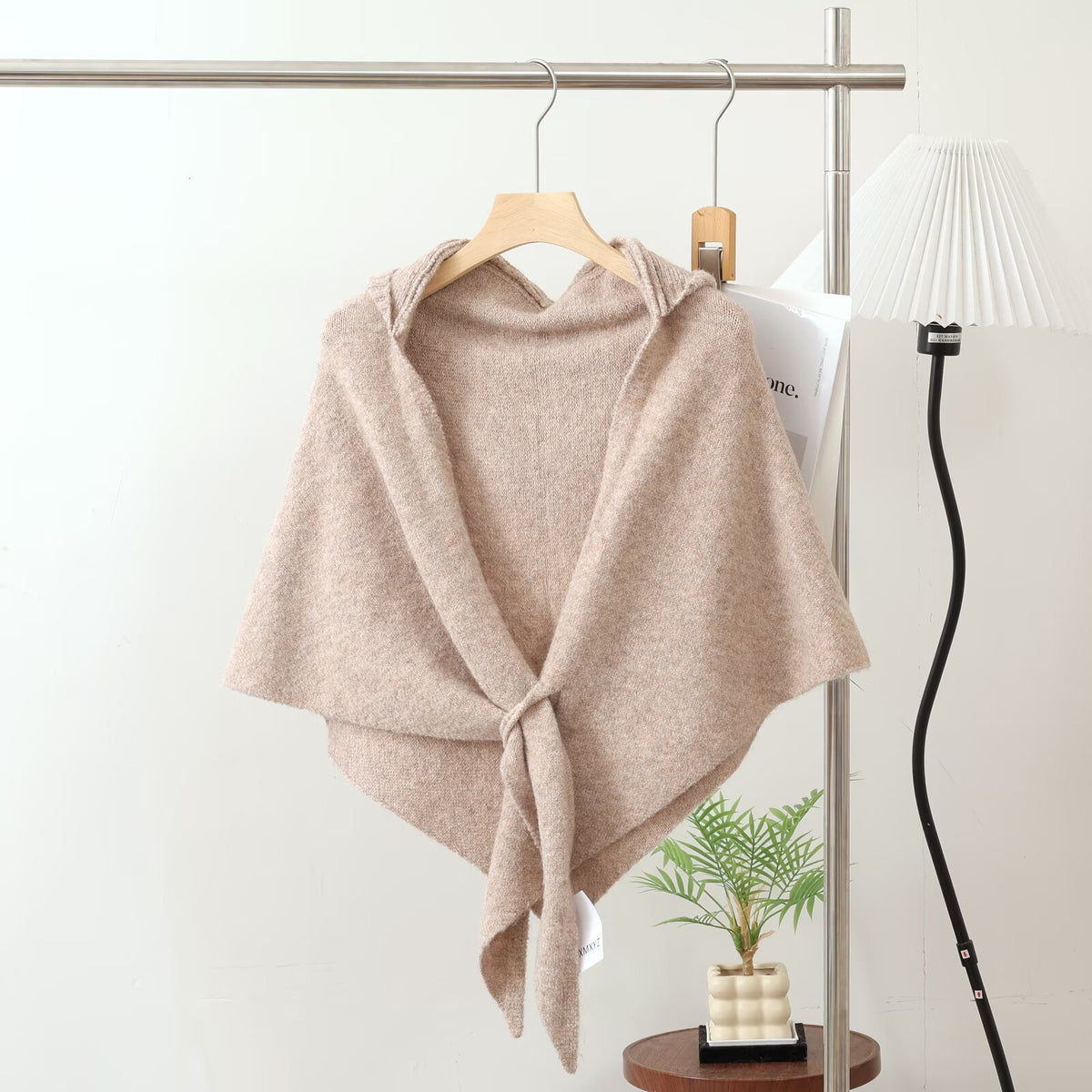 Women's Wool Fall Winter Knit with Hood Fleece-Lined Shawls Scarves Scarf Fashion Wrap