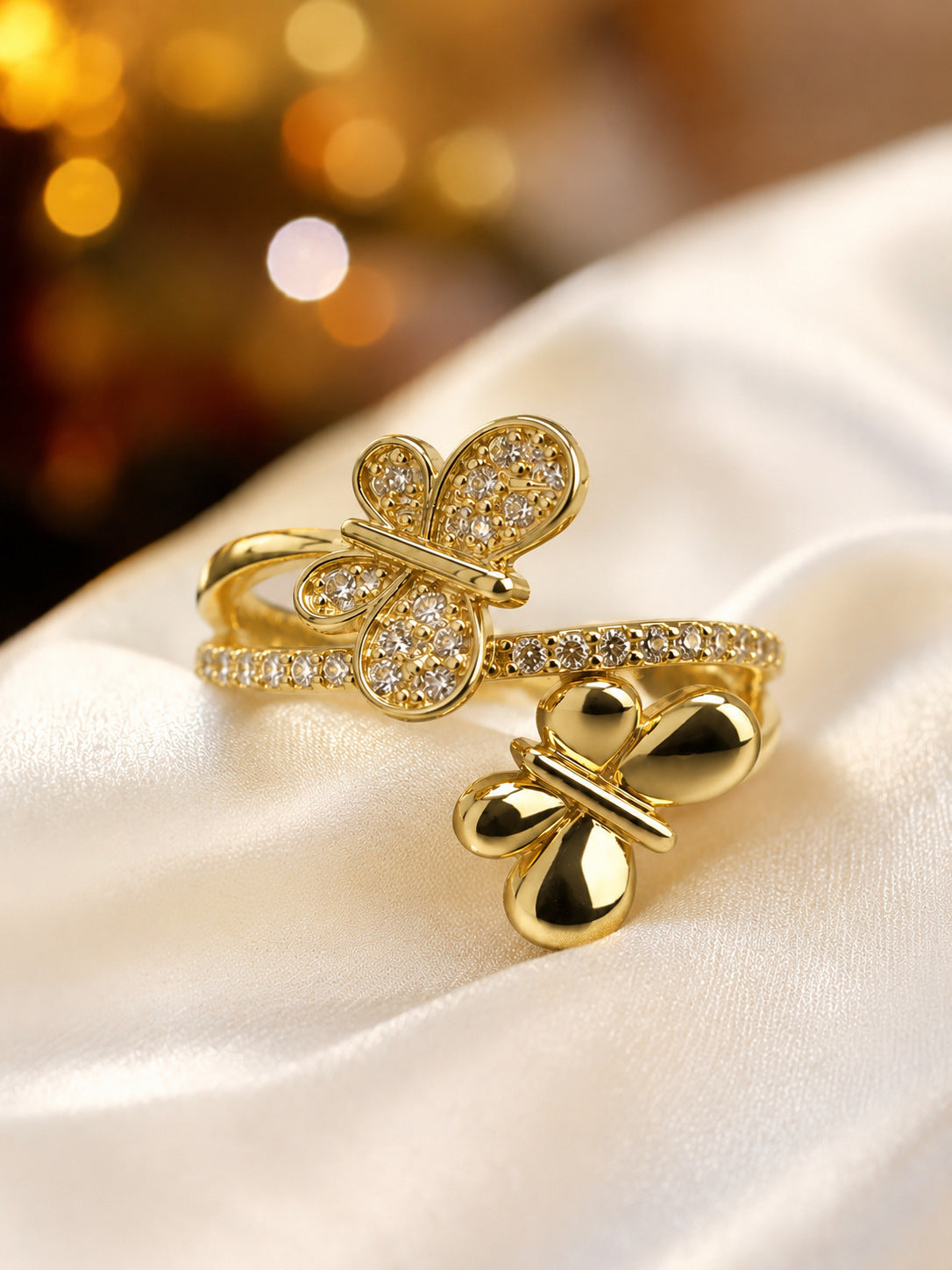 Gold -White cubic zirconia jewelry set by Yoshan