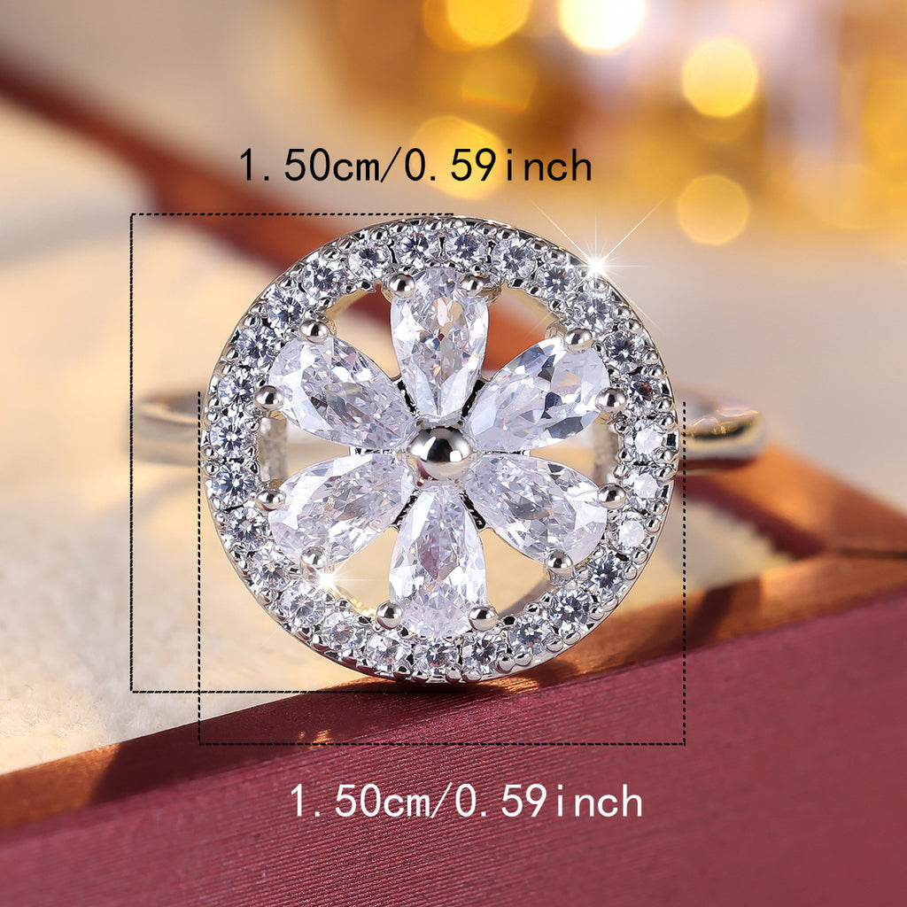 Cubic zirconia floral jewelry set by Yoshan, detail view 4