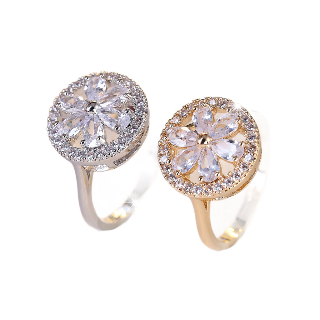 Cubic zirconia floral jewelry set by Yoshan, detail view 5
