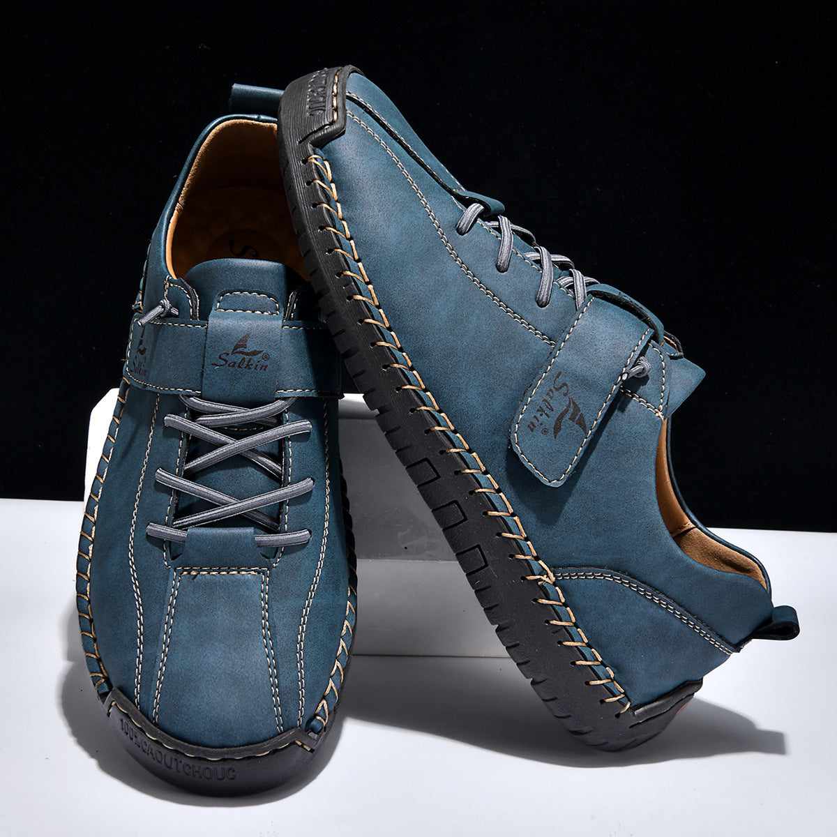Men's Hand-Stitched Plus Size Slip-On Casual Martin Combat Boots Ankle Walking Everyday