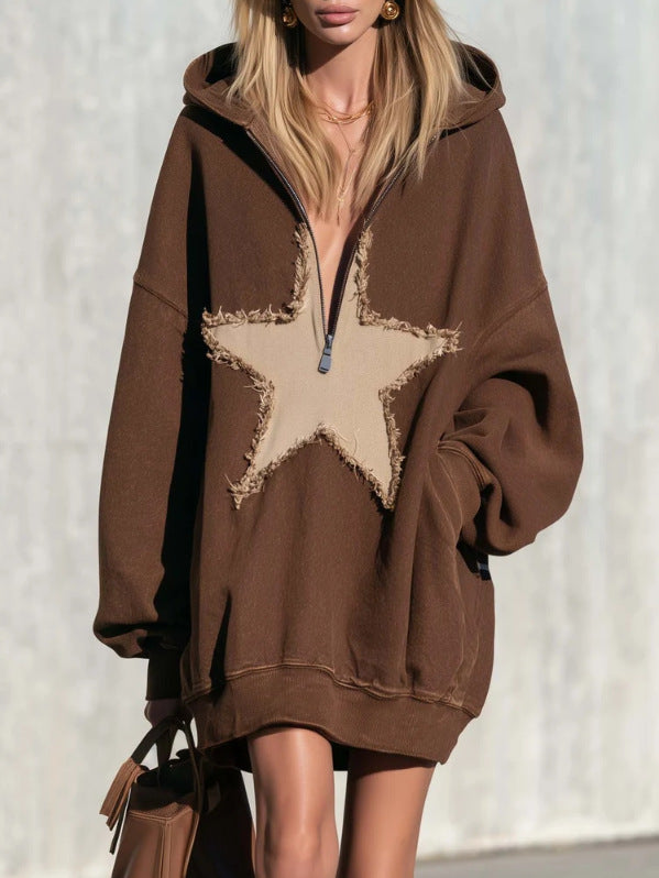 Women's V-Neck Hooded Dress Party Evening Outfit Casual