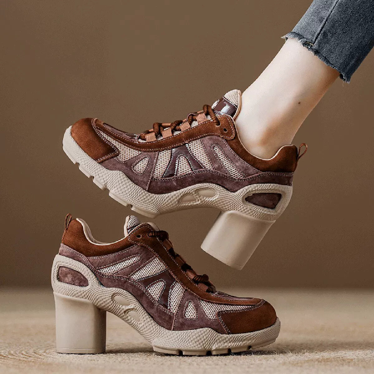Leather Block Heel Workwear Women's Shoes for Women