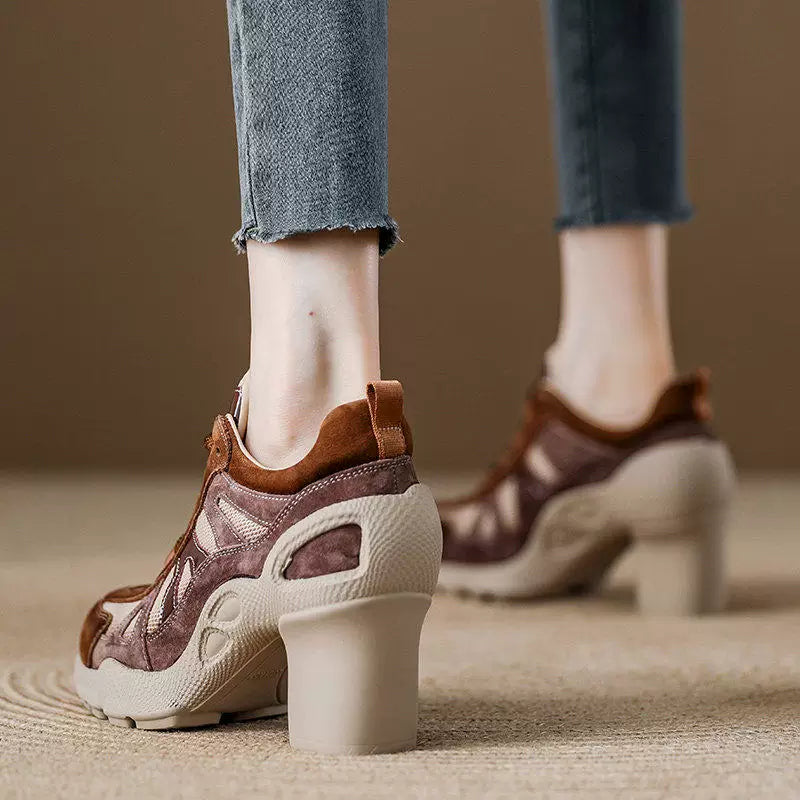 Leather Block Heel Workwear Women's Shoes for Women