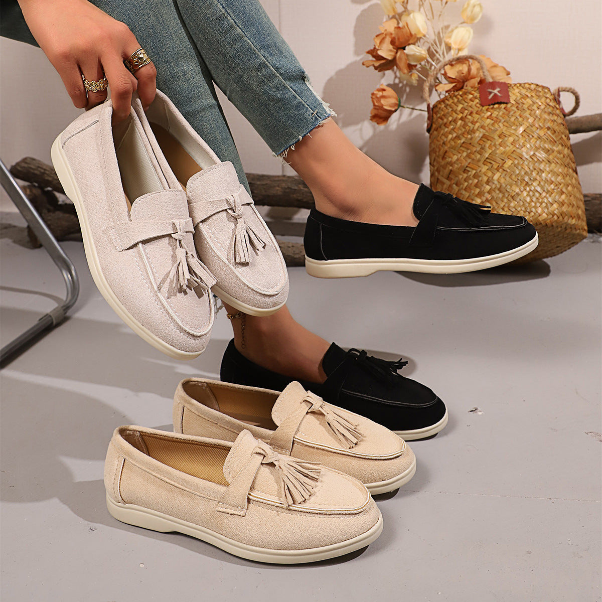 Women's Plus Size British-Style Retro Loafers Slip-On Office Walking Everyday Square Toe