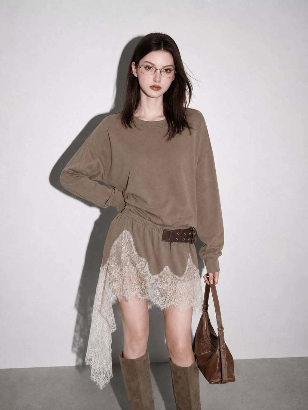 Women's Lace Long Sleeve Asymmetric Dress Party Evening Outfit Day for Office Wedding Guest Date Night Business Casual Summer Travel