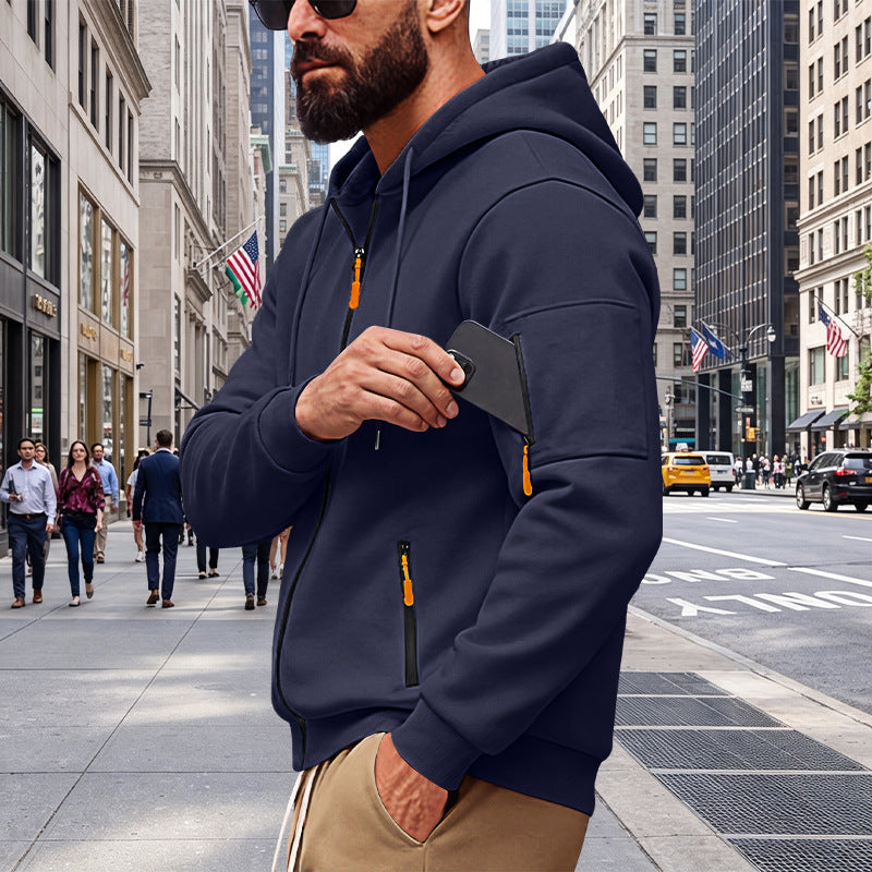 Men's Office Fleece-Lined Plus Size Oversized Workwear Casual Hoodie Sweatshirt Pullover