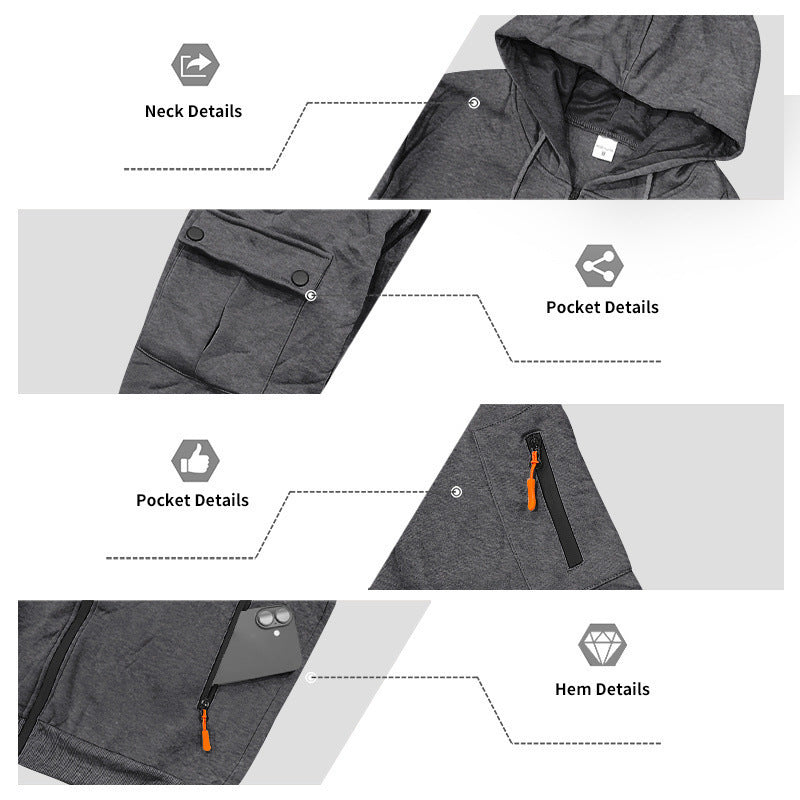 Men's Office Fleece-Lined Plus Size Oversized Workwear Casual Hoodie Sweatshirt Pullover