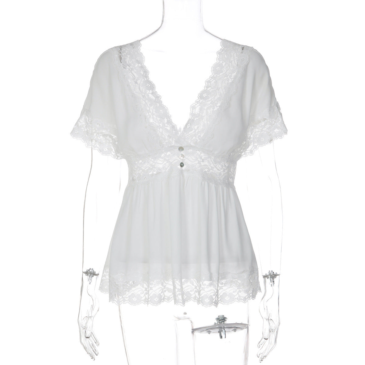 Women's Lace Chiffon Longline Oversized Top Fashion Blouse Shirt for Office Outfits Business Casual Streetwear Weekend Everyday