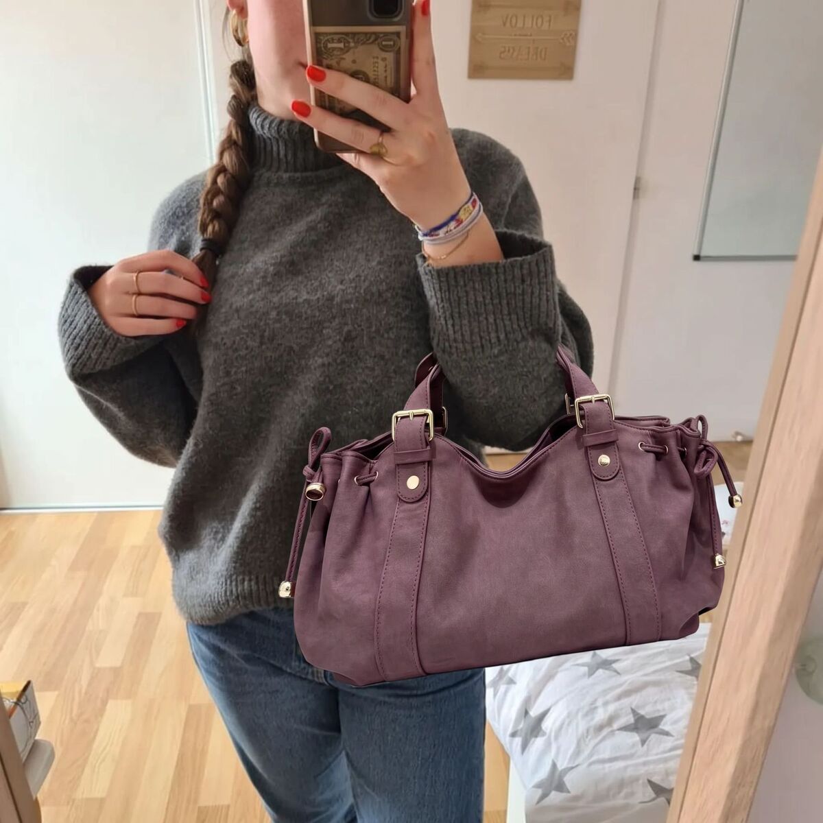 Women's Large-Capacity Y2k Streetwear Commute Office Workwear Retro Tote Bag Shoulder Crossbody Purse Work and Travel School
